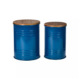 Modern Metal Storage Accent Table or Stool, Set of 2