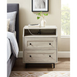 Curved Open Top 2 Drawer End Table with USB