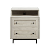 Curved Open Top 2 Drawer End Table with USB
