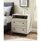 Curved Open Top 2 Drawer End Table with USB