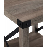 Farmhouse 2-Piece Metal-X Side Tables with Lower Shelf Set
