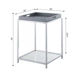 Palm Beach End Table with Shelf And Removable Trays