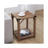 Green River Modern Farmhouse Engineered Wood End Table And Powder Coated Steel Accents