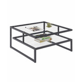 Royal Crest Stripes 2 Tier Glass Coffee Table