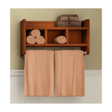 25" Bath Storage Shelf With Towel Rod, Chestnut
