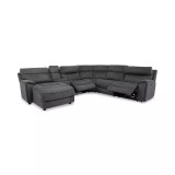 Hutchenson 6-Pc. Fabric Chaise Sectional with 2 Power Recliners and Console