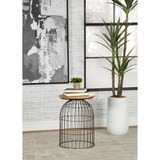 Round Accent Table with Bird Cage Base