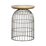 Round Accent Table with Bird Cage Base