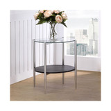 Bayliss 21" Round Tempered Glass and Chrome End Table