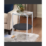 Bayliss 21" Round Tempered Glass and Chrome End Table