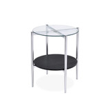Bayliss 21" Round Tempered Glass and Chrome End Table