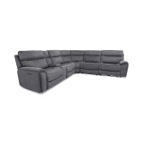 Hutchenson 6-Pc. Fabric Sectional with 3 Power Recliners, Power Headrests and Console with USB