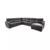 Gabrine 6-Pc. Leather Sectional with 3 Power Headrests and Chaise