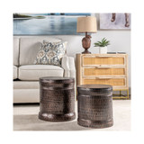 Lindy Hammered Metal Accent Stools, Set of 2