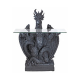 the Subservient Dragon Glass-Topped Sculptural Table