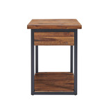Claremont Rustic Wood End Table with Drawer and Low Shelf