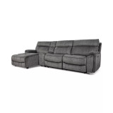 Hutchenson 4-Pc. Fabric Chaise Sectional with 1 Power Recliner, Power Headrest and Console