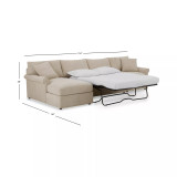 Wrenley 134" 3-Pc. Fabric Sectional Chaise Sleeper Sofa