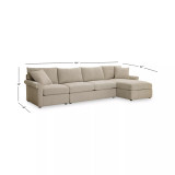 Wrenley 134" 3-Pc. Fabric Sectional Chaise Sleeper Sofa