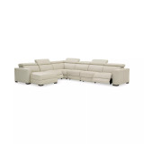 Nevio 6-pc Leather Sectional Sofa with Chaise, 2 Power Recliners and Articulating Headrests