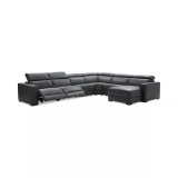 Nevio 6-pc Leather Sectional Sofa with Chaise, 2 Power Recliners and Articulating Headrests