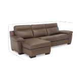 Julius II 3-Pc. Leather Sectional Sofa With 1 Power Recliner, Power Headrests, Chaise And USB Power Outlet