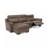 Julius II 3-Pc. Leather Sectional Sofa With 1 Power Recliner, Power Headrests, Chaise And USB Power Outlet
