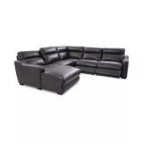 Gabrine 5-Pc. Leather Sectional with 2 Power Headrests and Chaise