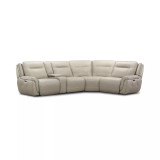 Lenardo 5-Pc. Leather Sectional with 2 Power Motion Recliners and Console