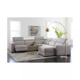Nevio 6-pc Leather Sectional Sofa with Chaise, 3 Power Recliners and Articulating Headrests