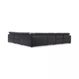 Nevio 6-pc Leather Sectional Sofa with Chaise, 3 Power Recliners and Articulating Headrests
