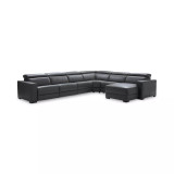 Nevio 6-pc Leather Sectional Sofa with Chaise, 3 Power Recliners and Articulating Headrests