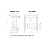 Savannah Chairside Magazine End Table with Pull-out Shelf, Ivory with Natural Wood Top