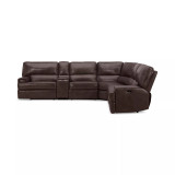 Binardo 136" 6 Pc. Zero Gravity Leather Sectional with 3 Power Recliners and 1 Console