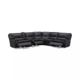 Binardo 136" 6 Pc. Zero Gravity Leather Sectional with 3 Power Recliners and 1 Console