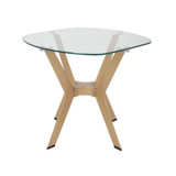 Archtech Modern End Table 24" In Gold / Clear Glass