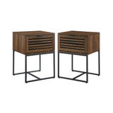 Modern Slat Door Side Table Set, 2 Piece