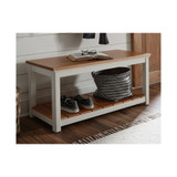 Savannah Bench, Ivory with Natural Wood Top