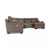 Julius II 5-Pc. Leather Chaise Sectional Sofa With 2 Power Recliners, Power Headrests & USB Power Outlet