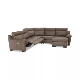 Julius II 5-Pc. Leather Chaise Sectional Sofa With 2 Power Recliners, Power Headrests & USB Power Outlet