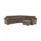 Julius II 5-Pc. Leather Chaise Sectional Sofa With 2 Power Recliners, Power Headrests & USB Power Outlet