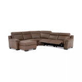 Julius II 5-Pc. Leather Chaise Sectional Sofa With 2 Power Recliners, Power Headrests & USB Power Outlet