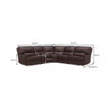 Binardo 123" 5 Pc Zero Gravity Leather Sectional with 3 Power Recliners