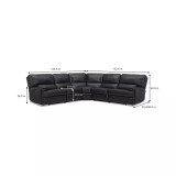 Binardo 123" 5 Pc Zero Gravity Leather Sectional with 3 Power Recliners