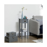 30" Elegant Narrow Accent End Bedside Sofa Table w/ Storage Drawer, Grey