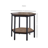 Ultimo 24" Hexagonal Wood and Iron End Table