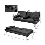 Convertible Folding Futon Sofa Bed Leather