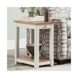 Savannah Chairside End Table with Pull-out Shelf, Ivory with Natural Wood Top