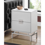 Chrome Metal 24" Accent Table in Glossy White