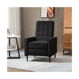 Manual Recliner, Fabric Tufted Club Chair, Home Theater Seating Reclining Sofa for Living Room, Black